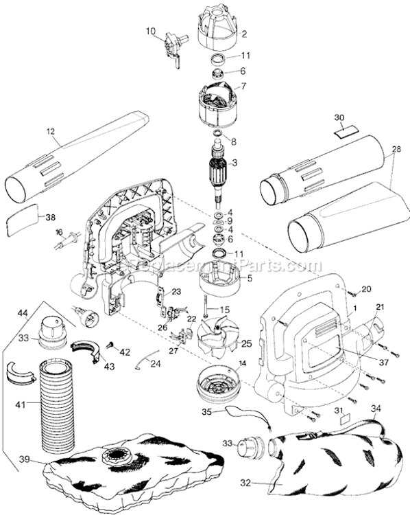 Page A Diagram and Parts List for BV2000 Type 4 Black and Decker Leaf Blower / Vacuum